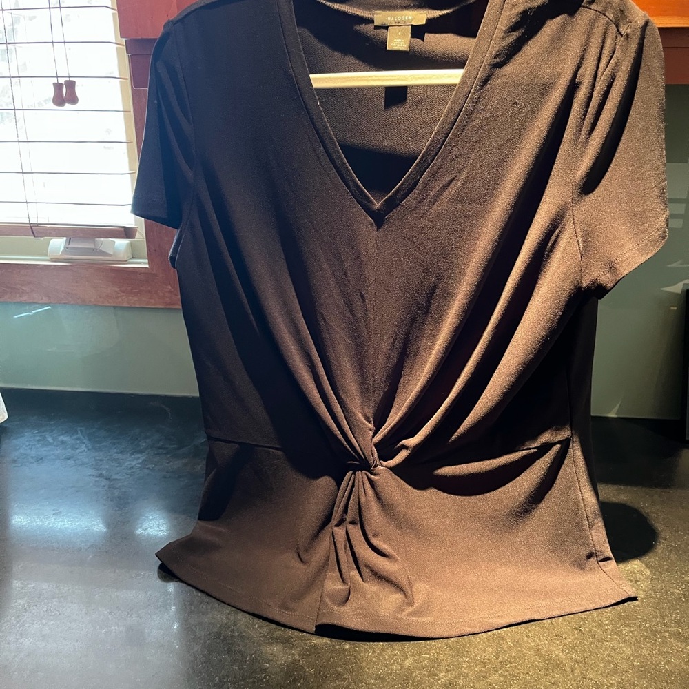 Halogen Black V-Neck Twist Front Blouse